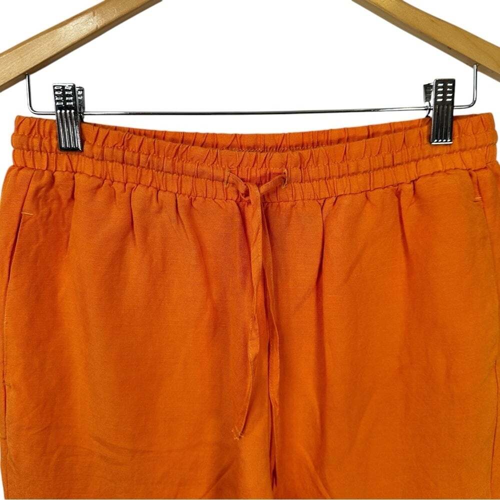 YEST Orange Linen Pants Women’s Size 6 Wide Leg Beachy Vacation Vibes Boho Chic - Picture 5 of 15